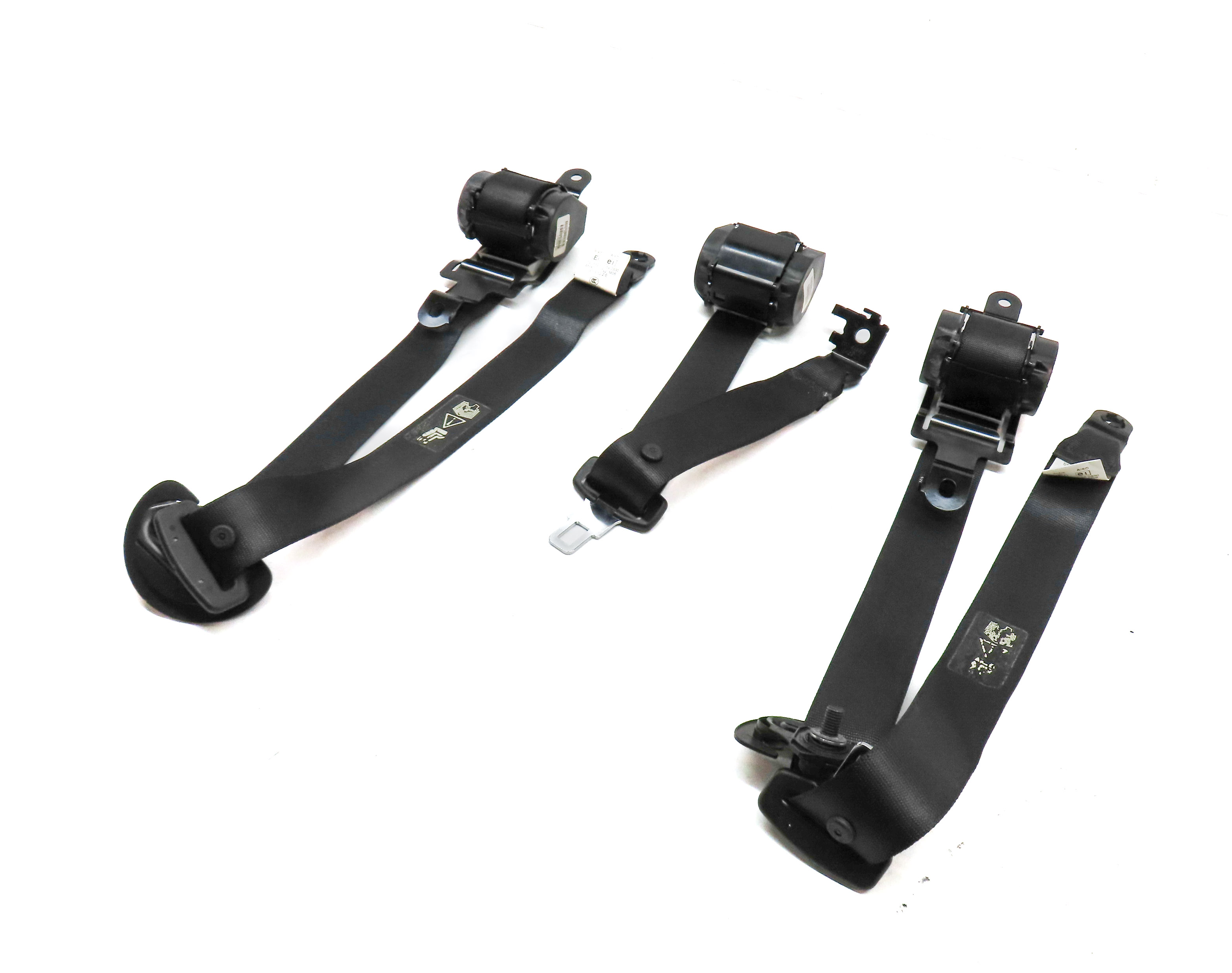 11 BMW X5 E70 REAR 2ND ROW LEFT/CENTER/RIGHT SEATBELT RETRACTOR SET/3 (BLACK) — exact item pictured